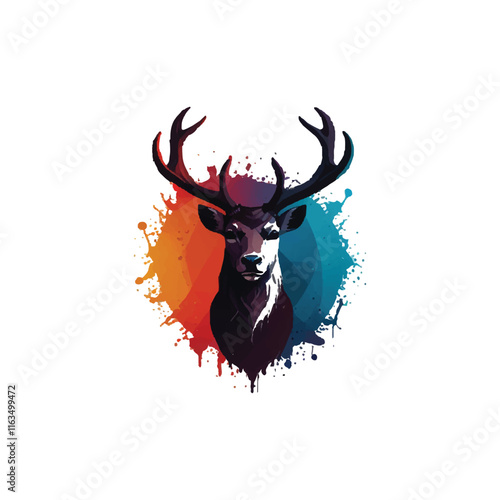 create a Deer antlers silhouette vector icon desing with a white background