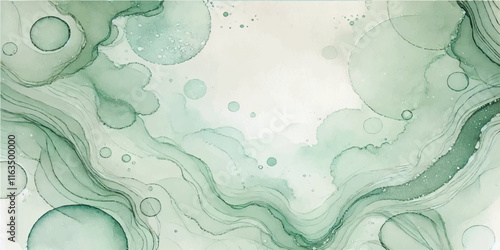Soft Abstract Watercolor Background with Green and Peach Tones