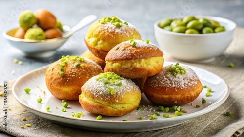 Wallpaper Mural Cream-Filled Fritters on Elegant Dish - Gourmet Dessert Photography Torontodigital.ca