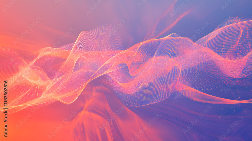 Fototapeta premium Abstract Energetic Visualization of Dynamic Waves and Soft Colors for Communication Concepts in Digital Art