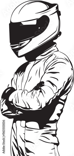 sketch of a racer with a helmet