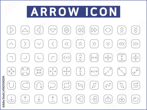 Simple Set of arrows Related Vector Line Icons. Vector collection of basic, infographic, navigation, direction, chevron, cursors, selection and design elements symbols or logo element.