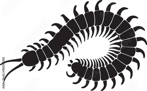centipede symbol logo silhouette design vector art illustration