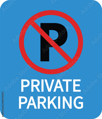 Private parking icon isolated on white background . No parking sign with text . Vector illustration