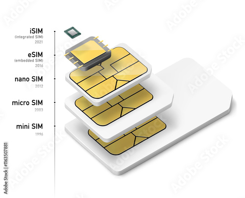 Set of SIM cards mockups. Realistic vector illustration isolated on white background. Can be use for template your design, presentation, promo, ad. EPS10.	