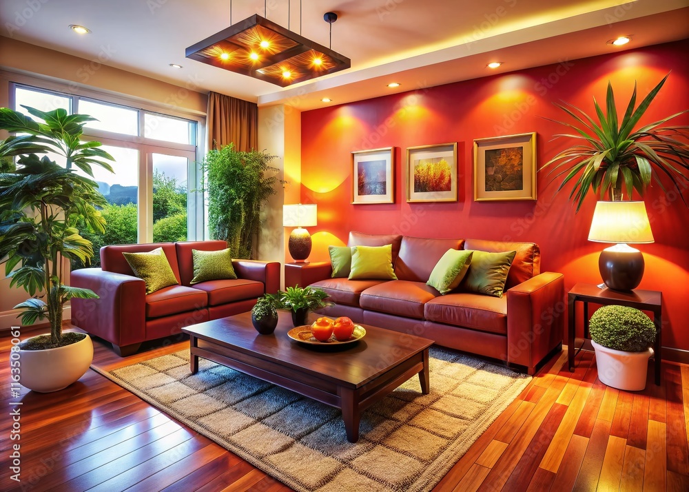 Fototapeta premium Interior Design AI, Home Decor, Bright Colors, Stylish Living Space