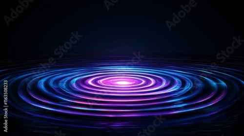 A mesmerizing display of concentric ripples in vibrant purple and blue tones against a dark background, creating a sense of depth and tranquility.