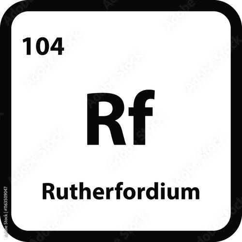 Rutherfordium chemical element icon isolated on white background . Rutherfordium icon vector