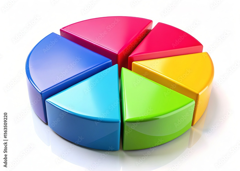 Obraz premium Colorful 4-Section Pie Chart 3D Render - Isolated White Background