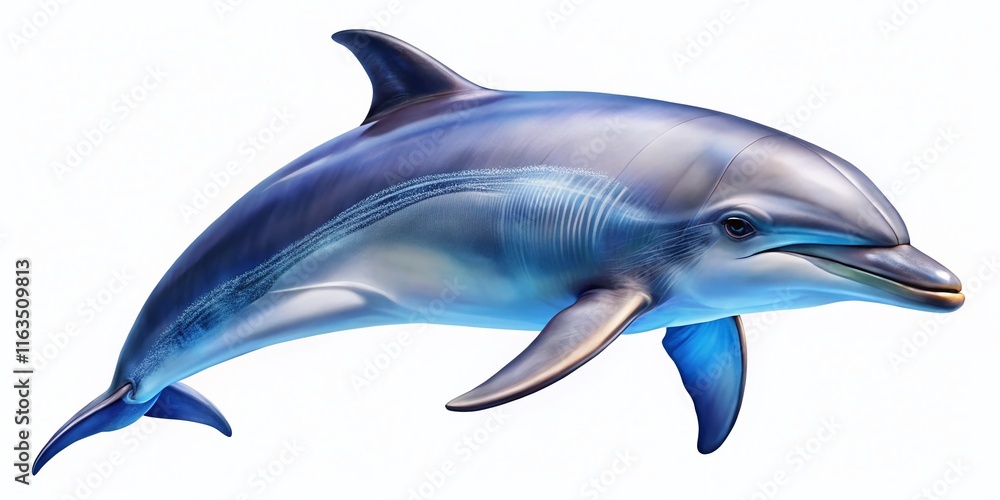 Obraz premium Majestic Dolphin, White Background, High-Quality Image