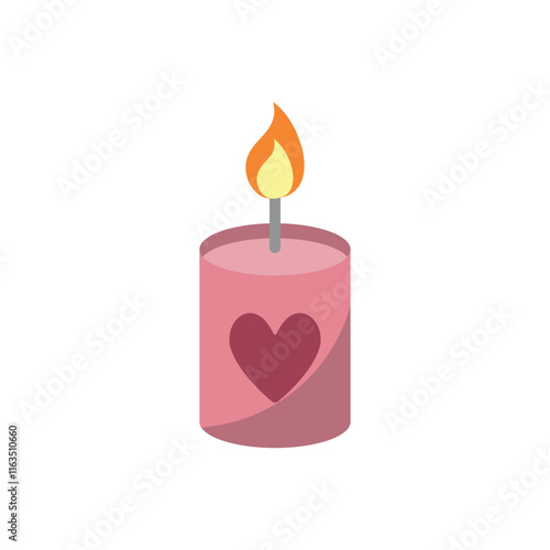 Valentine Candle Icon showcases an elegant and glowing style, ideal for highlighting cozy atmospheres, heartfelt gifts, or romantic ambiance