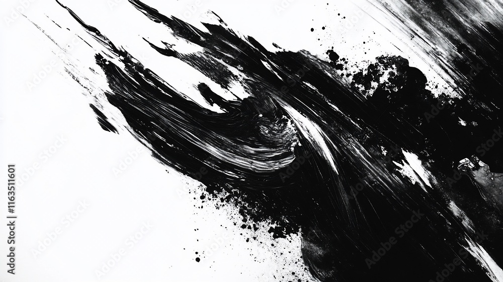 Abstract black paint strokes on white background. (3) Abstract black paint strokes on white background. (3)