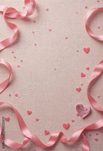 Pink Ribbons Hearts and Valentines Day Design photo