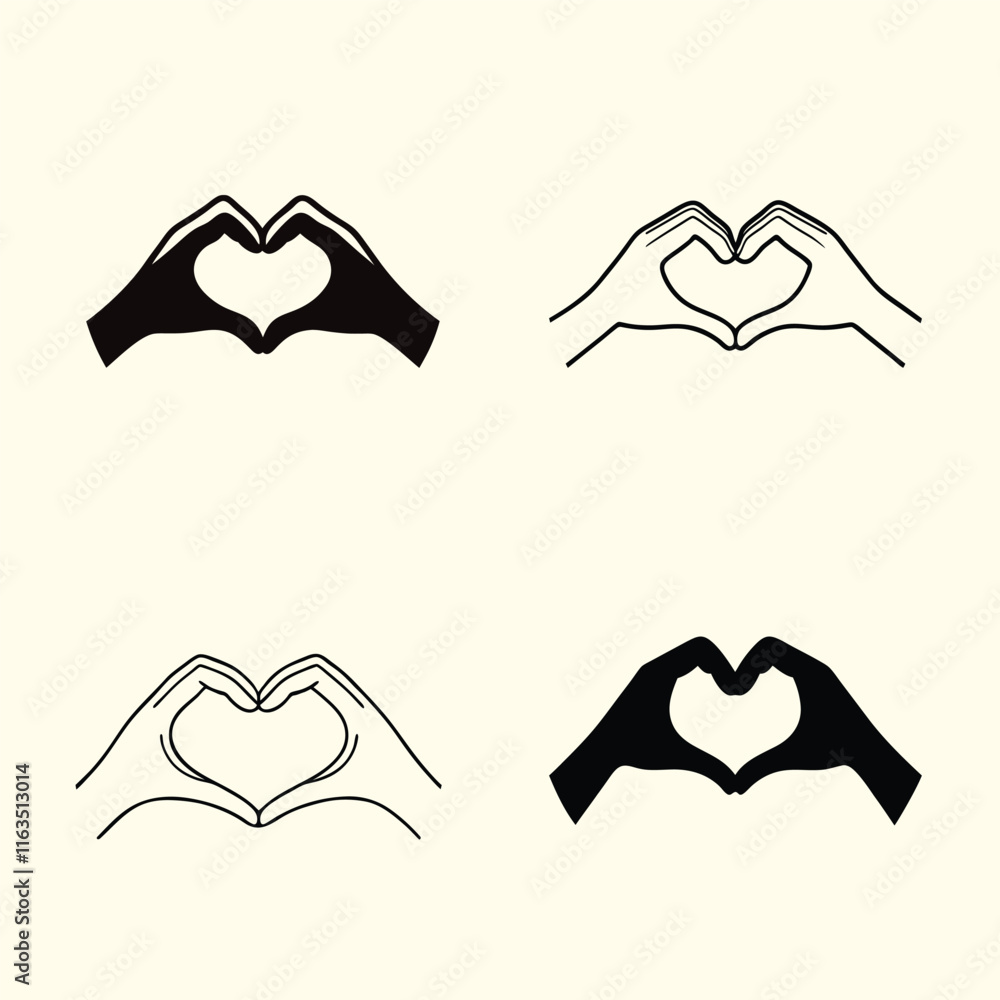 two hands making heart shape valentine concept vector set design illustration two hands making heart shape valentine concept vector set design illustration