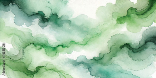 Soft Abstract Watercolor Background with Green and Peach Tones