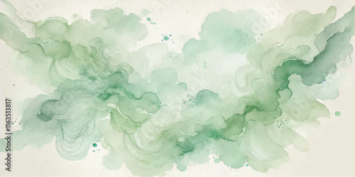 Soft Abstract Watercolor Background with Green and Peach Tones