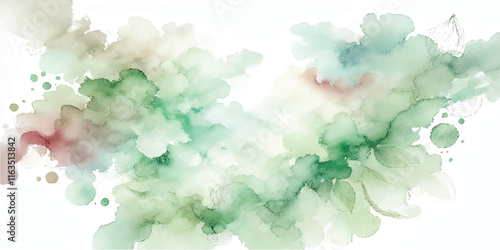 Soft Abstract Watercolor Background with Green and Peach Tones