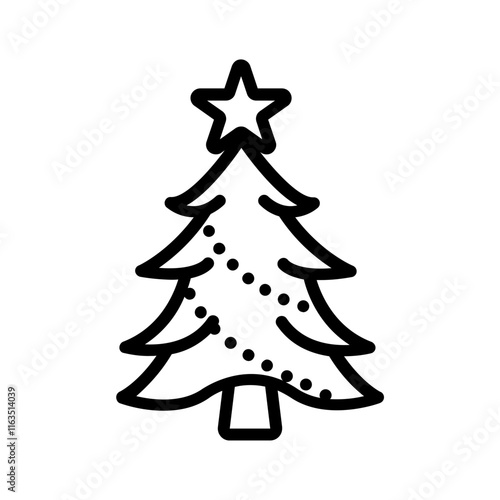 Vector black line icon for X mas