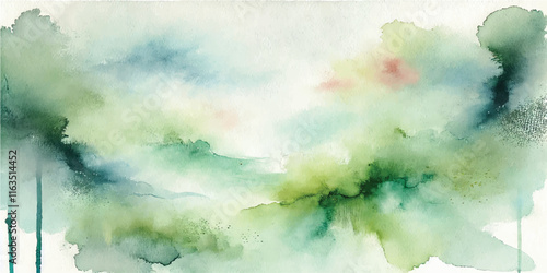 Soft Abstract Watercolor Background with Green and Peach Tones