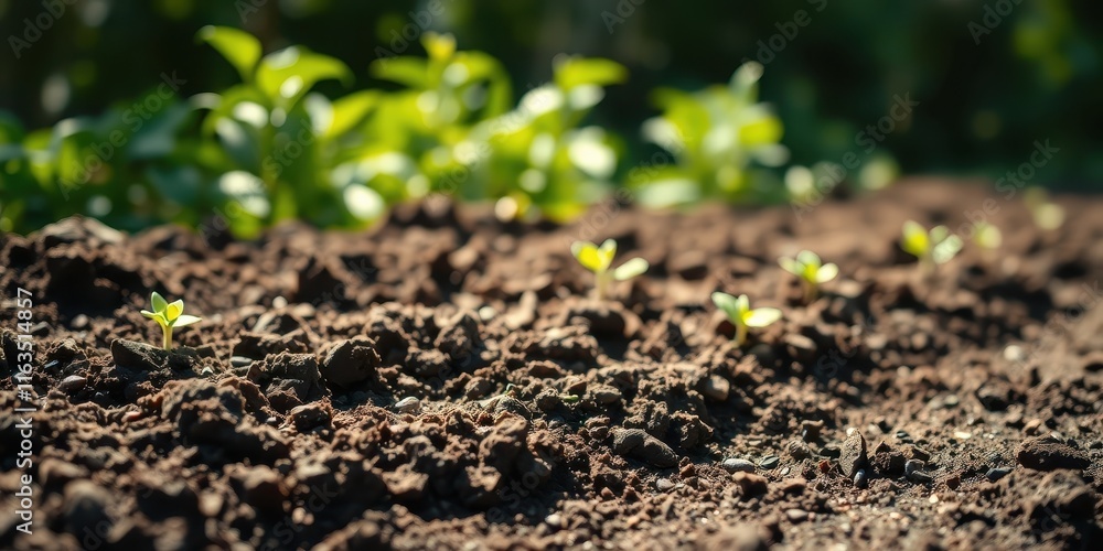Tiny Seedlings Emerging in Rich Soil, a Symbol of New Growth and the Promise of a Bountiful Harvest Tiny Seedlings Emerging in Rich Soil, a Symbol of New Growth and the Promise of a Bountiful Harvest