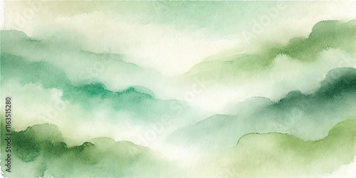 Soft Abstract Watercolor Background with Green and Peach Tones