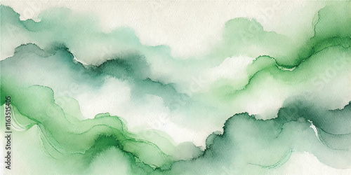 Soft Abstract Watercolor Background with Green and Peach Tones