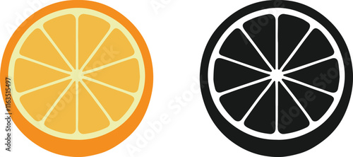 Orange slice icon silhouette design vector art illustration