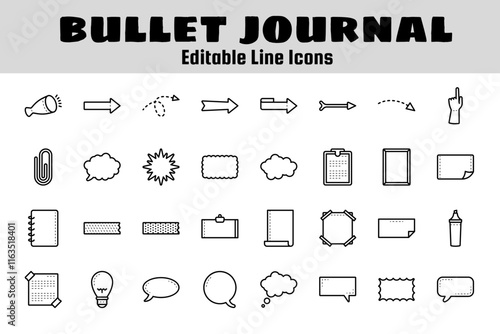 bullet journal outline icon set