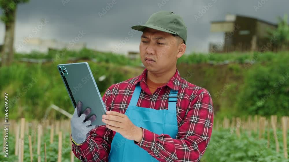 Young farmers assessing crop growth in the field while recording data on a tablet. Agronomists collaborate to enhance agricultural productivity. Crop monitoring, tablet usage, agriculture Young farmers assessing crop growth in the field while recording data on a tablet. Agronomists collaborate to enhance agricultural productivity. Crop monitoring, tablet usage, agriculture