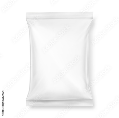 Clear pillow bag mockup isolated on white background. Realistic vector illustration. Ready to use for your design.  EPS10.