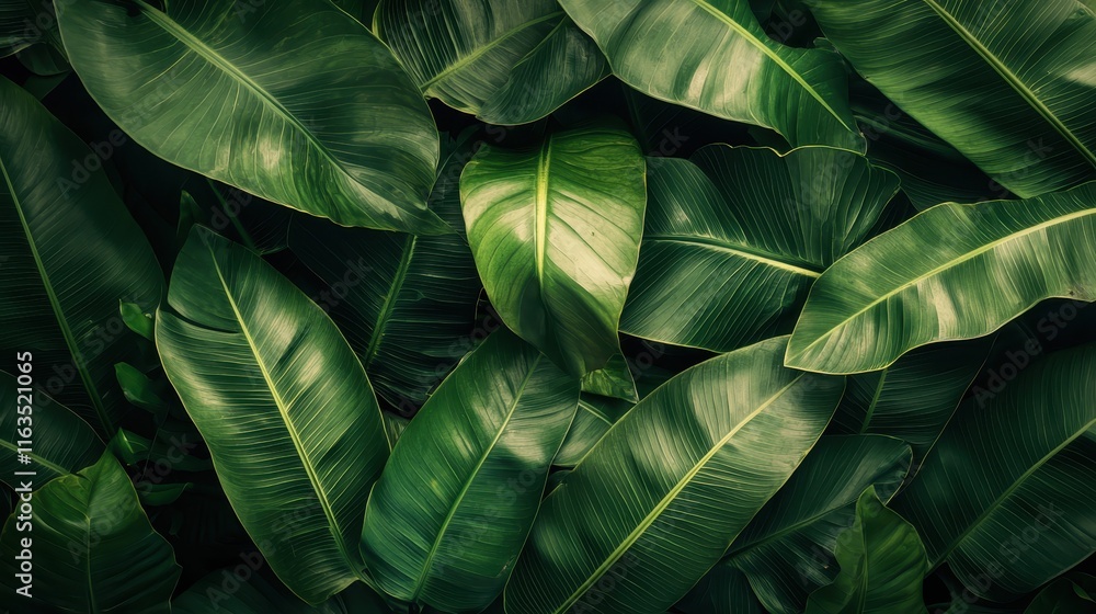 Fototapeta premium Tropical Leaf Pattern with Lush Green Textures