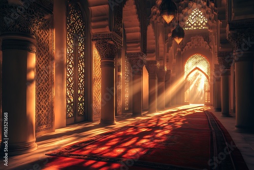 A Historic Mosque with Beautiful Ramadan Decorations Isolated on Transparent. PNG. photo