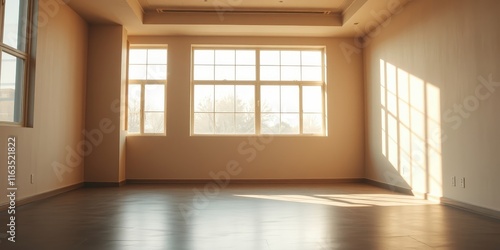 Wallpaper Mural Sunlight streams into an empty room with large windows and neutral walls, creating a warm and inviting atmosphere Torontodigital.ca