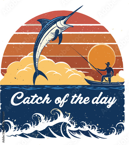 Fishing t-shirt design, Fishing vintage t-shirt , vintage fishing t-shirt graphic illustration, Fishing vector 