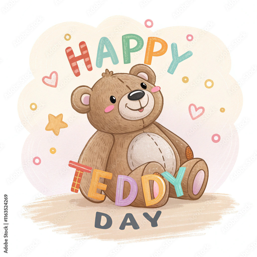 Fototapeta premium A cute teddy bear happy teddy day