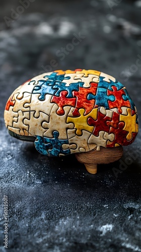 Brain with puzzle autism memory loss dementia photo