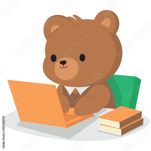 Cute Bear Learning Illustration