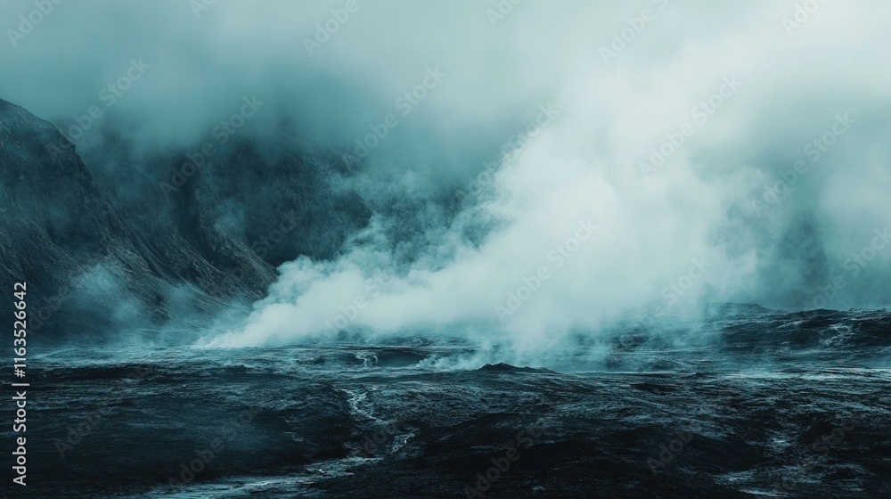 Geothermal power plant with steam rising, utilizing earth's heat Geothermal power plant with steam rising, utilizing earth's heat