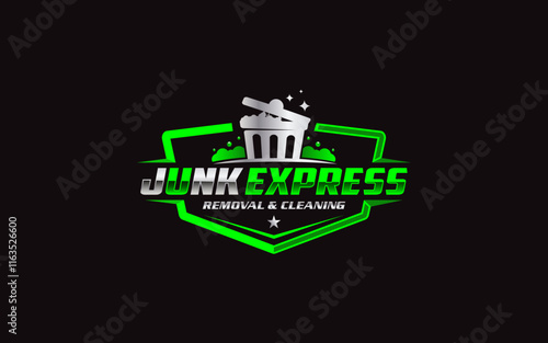 Illustration vector graphic of junk removal solution services logo design template