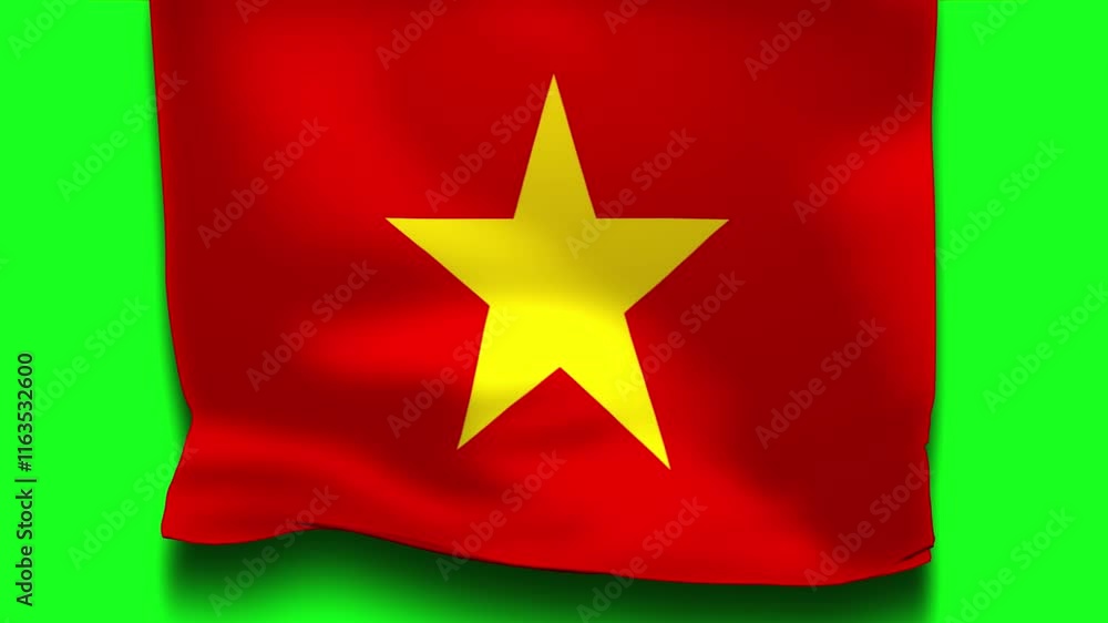 Vietnam Flag on Unfolding Cloth, 3d Motion Animation Vietnam Flag Insolated Green Screen Vietnam Flag on Unfolding Cloth, 3d Motion Animation Vietnam Flag Insolated Green Screen