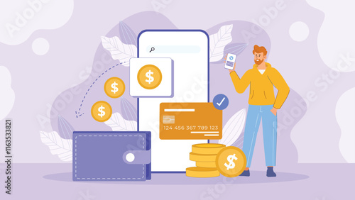 A modern design featuring seamless digital payments, mobile wallets, and transaction flows, ideal for e-commerce platforms and financial technology solutions.