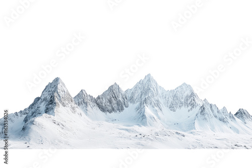 snow mountains landscape isolated on white or transparent background