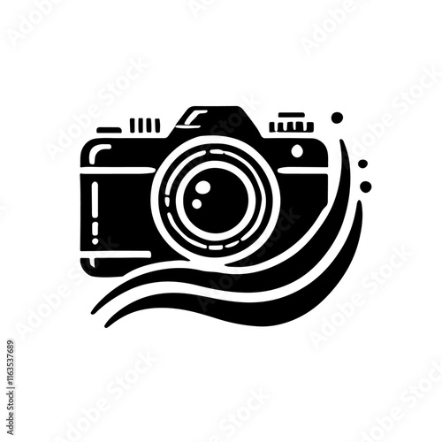 Man taking photo by camara Black & White vector file