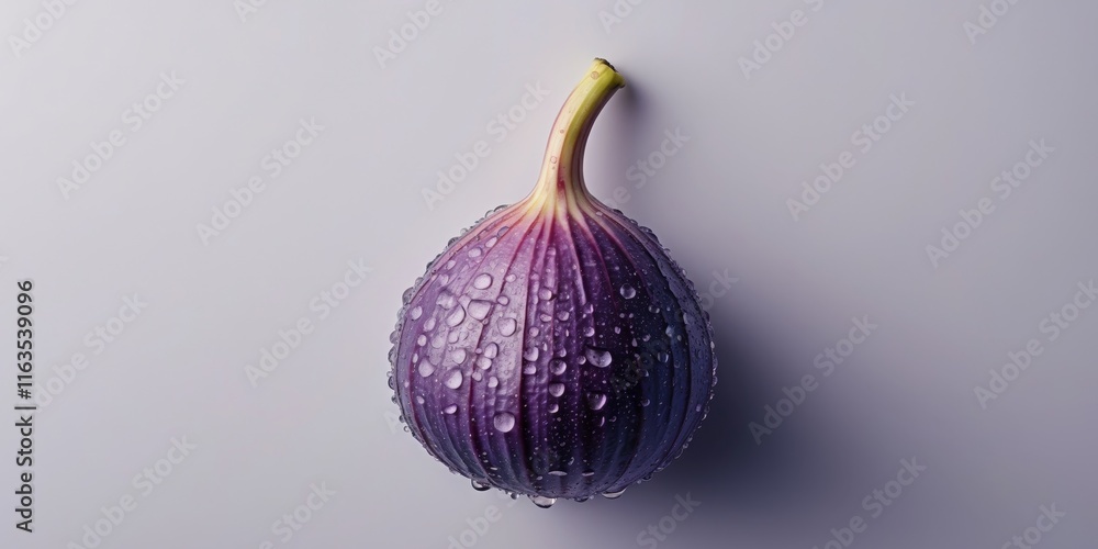 Fototapeta premium Close up of a fresh purple fig with water droplets