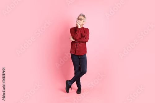 50s Man in red shirt