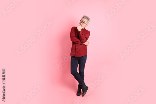 50s Man in red shirt