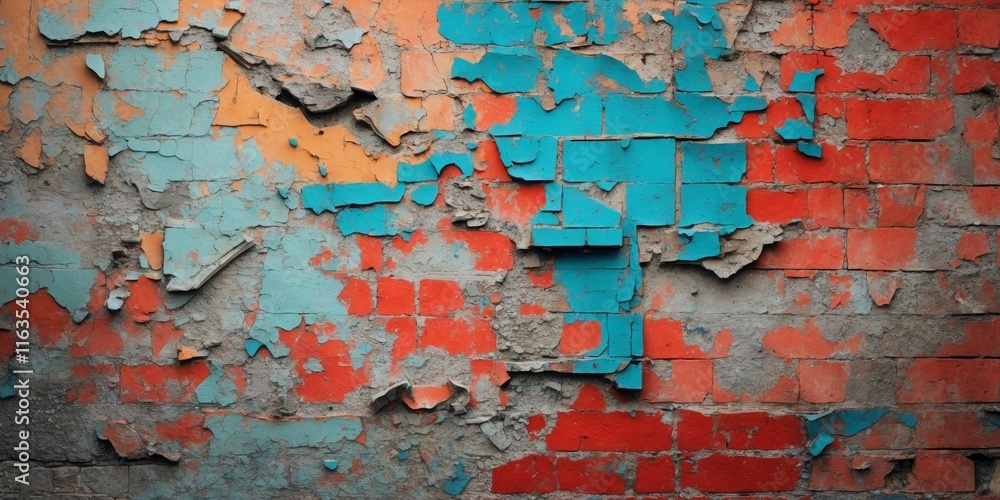 Obraz premium Closeup of damaged colorful urban wall texture