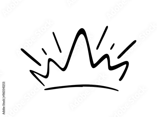 Crown, a hand-drawn sketch isolated on a white background, black and white illustration with a line, marker, vector. Decorative element, symbol, sign of power, victory, attribute of coronation
