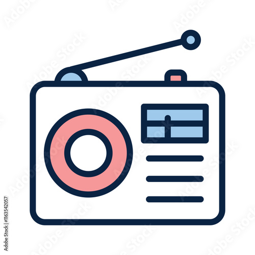 Traditional radio vector design, audio communication and broadcasting concept
