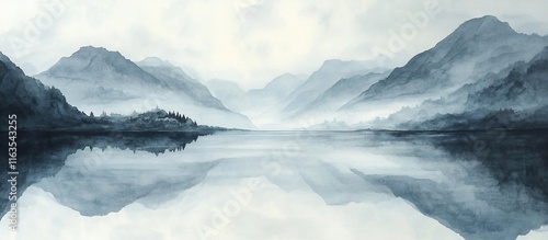 Wallpaper Mural Misty Mountain Lake Landscape. Torontodigital.ca
